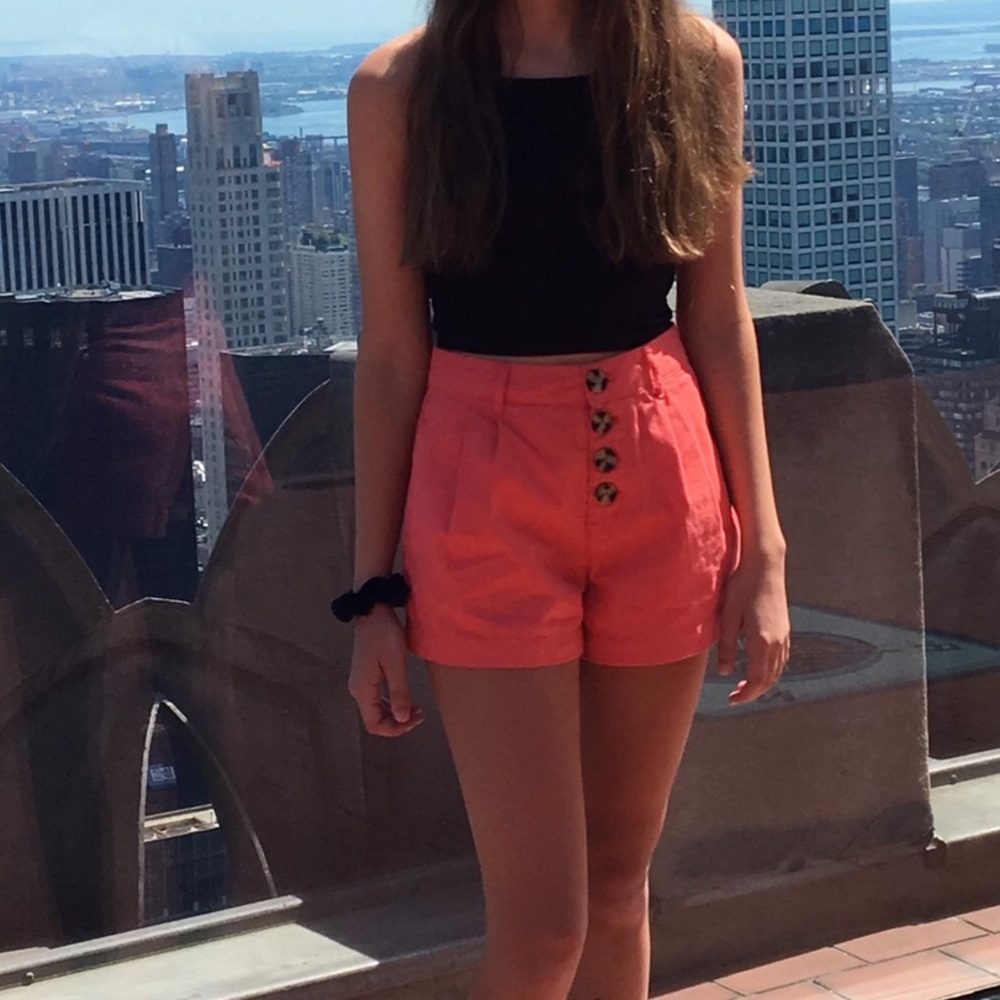 Button front coral BDG shorts